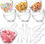 6 Pcs 25 oz Clear Plastic Serving Bowls with 3 Scoops 3 Tongs by Unknown