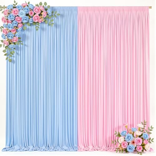 10x8ft Pink Blue Backdrop Curtain for Gender Reveal Wrinkle Free Fabric Backdrop Curtain Baby Shower Photo Backdrop Drapes for Boy or Girl Birthday Party Photo Shoot Back Drop 2 Panels 5x8FT - Image 6