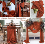 16 Pack Terracotta Cheesecloth Table Runner 35x120 Inch Boho Gauze Cheese Cloth Table Runner 10FT Long Rustic Sheer Table Runners for Wedding Bridal Shower Birthday Party Table Decor - Image 5