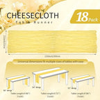 18 Pack Cheesecloth Table Runner 10FT Light Yellow Table Runner Boho Gauze Cheese Cloth Table Runners Long Rustic Sheer Table Decorations for Wedding Party Baby Bridal Shower Birthday Holiday Home - Image 2