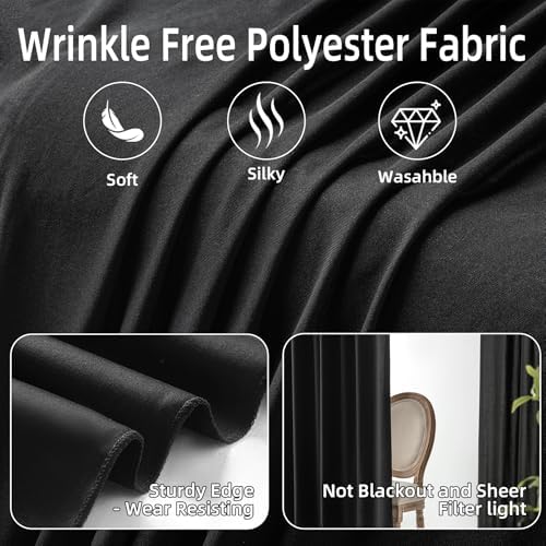 20ft×10ft Black Backdrop Curtain, Wrinkle Free Thick Polyester Drapes for Backdrop, 4 Panels 5ft x 10ft Photo Backdrop Curtains for Parties Birthday Wedding Graduation Photography Background Cloth - Image 4