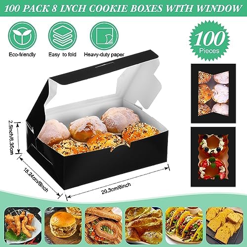 TaoBary 100 Pcs Cookie Bakery Boxes with Window 8x6x2.5,2 Style Bake, Black - Image 2