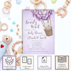 Amanda Creation Teddy Bear Baby Shower Invitations, 20 Personalized 5x7 Custom Baby Shower Invitations with Envelopes, Purple Bear Balloon Design - Image 2