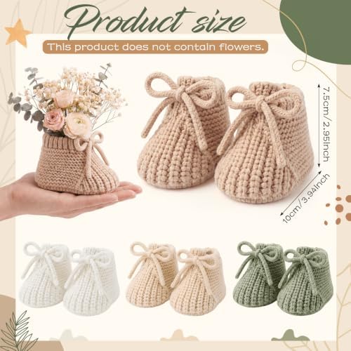 Tranqun 4 Sets Baby Booties Centerpiece No Floral DIY,Low Top,Sage Green - Image 2