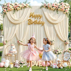 10ft x 10ft Beige Backdrop Curtains, Beige Cream Drapes for Backdrop Fabric - Image 7