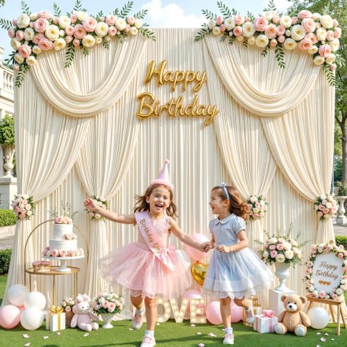 10ft x 10ft Beige Backdrop Curtains, Beige Cream Drapes for Backdrop Fabric - Image 7