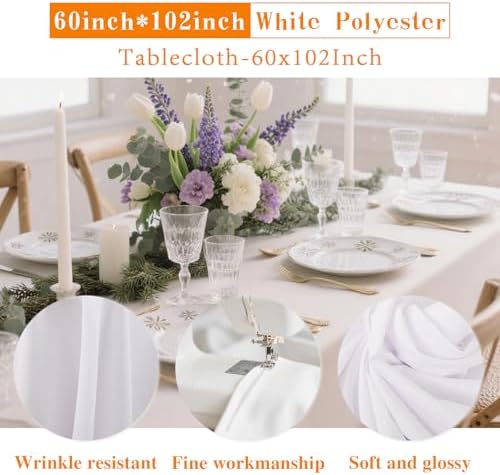 DRESSMAKER 10 Pack White Table Cloth Rectangle 60X102 Inch Fit 6FT Table - Image 3