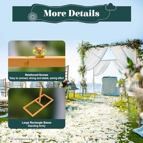 Wedding Arch 9.8FT*9.8FT Square Backdrop Stand Metal Arch Frame Wedding Arches for Ceremony Frame Gold Wedding Decorations Arch Party Garden Flower Plants Rack Decor - Mustard Yellow - Image 4