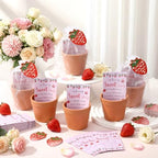 Ctosree 50 Sets Strawberry Baby Shower Favors for Guests a Berry Sweet Baby Is on the Way Seed Packets Include Self-adhesive Seed Packets Flowerpot Thank You Tags Organza Bags for Gender Reveal Party - Image 3