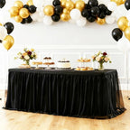 2-Pack Black 2-in-1 Tulle Tablecloth for 8-Foot Rectangular Table - Image 3