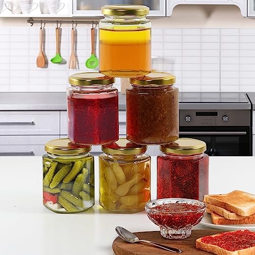 6 oz 30 Pack Hexagon Honey Jars, Glass Jars with Gold Lids - Image 6