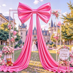 Big Hot Pink Bow Backdrop Party Decorations Pink Bow Decor 48x24x120 Inches Giant Bow Birthday Party Backdrop for Wedding Baby Shower Bridal Shower Photography Coquette Room Decor - Image 2
