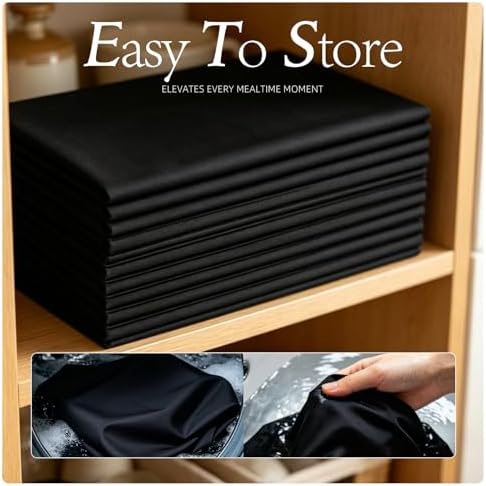 DRESSMAKER 6 Pack Round Table Cloth 90 Inch Black Cloth Fit 6FT Round Table - Image 7
