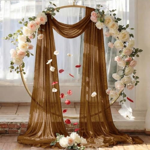 Pack of 1 Wedding Arch Drape Panel Fabric 30" x 40ft - Mocha - Image 6