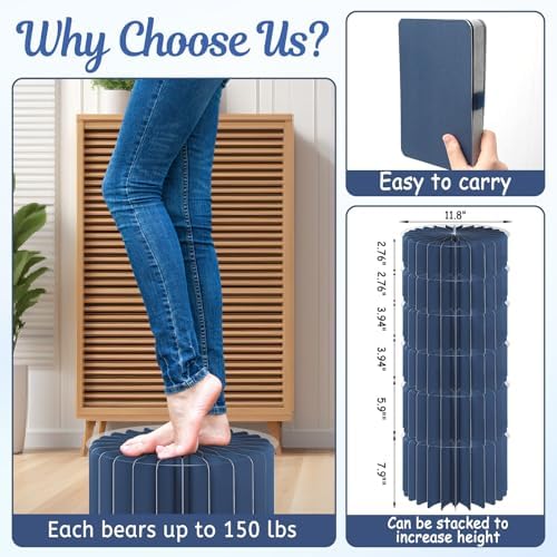 6Pcs Buffet Risers, Food Risers for Table, Foldable Cake Display Stands, Tall Cardboard Cupcakes Stand for Show Catering Desserts Jewelry Wedding Birthday Party Decoration (Blue) - Image 3