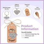 24 PCS Siliver Diamond Shape Keychain Diamond Ring Key Chains for Party Decoration Wedding Souvenirs Key Rings for Bridal Shower Wedding Return Gift Souvenirs for Guests Theme Party Decorations - Image 3