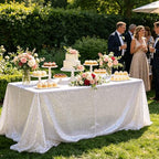 SoarDream White Sequin Tablecloth 90"x156" Wedding Glitter Table Cloth - Image 4
