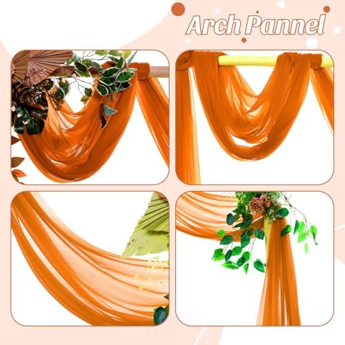 Pack of 1 Wedding Arch Drape Panel Fabric 30" x 100ft - Orange - Image 5