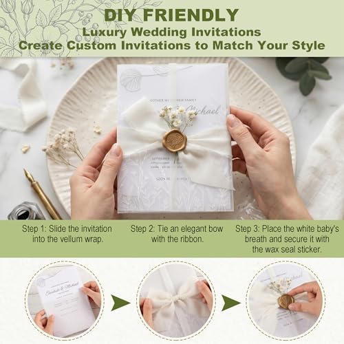 50 Pack Pre-Folded Vellum Jackets for 5x7 Invitations, 130GSM - Image 5