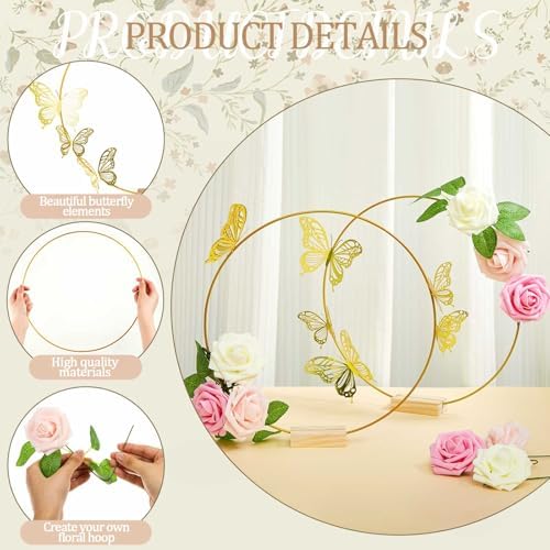 Vercraft 12 Set Butterfly Hoop Centerpieces,White, Pink, Pink,Round - Image 3