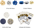 WRAPAHOLIC Navy Wrapping Paper Set - Gold and Navy Wrapping Paper Bundle with Gift Bow & Ribbon & Tag & Sticker, Perfect for Christmas, Birthday, Holiday, Father's Day, Baby Shower - Image 5