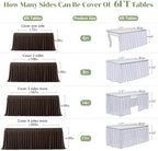 Partisky Chocolate Brown Polyester Table Skirt for Rectangle Tables 17ft, Wrinkle Resistant Pleated Ruffle Table Cloth for Banquet Wedding Trade Baby Shower Display Gift Dining Table - Image 5