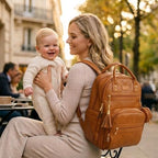 ROSEGIN Premium Vegan Leather Diaper Bag Backpack with Waterproof Changing Pad, Reinforced Zippers & Odor-Free, 20 Pockets Pro Organizer, Fits 15.6" Laptop, Stroller Straps, Baby Bag for Mom, Brown - Image 2