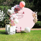 5x5ft Pure Pink Round Backdrop Cover Polyester We Can Bearly Wait Cute Bear Baby Shower Circle Background Arch Stand Cover for Gender Reveal Pregnancy Party Decorations Cake Table Banner - Image 4