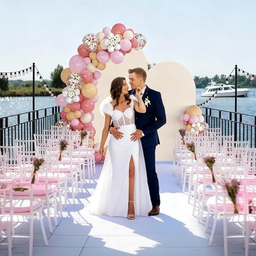 SuuWoee Wedding Arch Backdrop Stand Set of 2 With Beige Cover (7.2FT+6FT) - Image 6