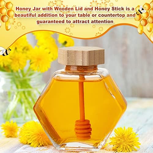 Sunnyray 30 Pcs Glass Honey Jar with Dipper Hexagonal for Party Gift, 100ml - Image 5