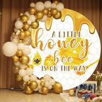 Leyiyi 6x6ft Little Bee Baby Shower Round Backdrop Cover A Little Bee is on The Way Baby Shower Party Decorations Banner Cute Honey Bee Honeycomb Round Background for Gender Reveal Birthday Party - Image 4