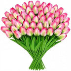 Pink Artificial Tulips for Vase, 48 Stems Faux Flowers for Baby Shower Decorations, Mother's Day Centerpieces, Birthday Party Decor, Floral Arrangements & Home Decor by Livresse