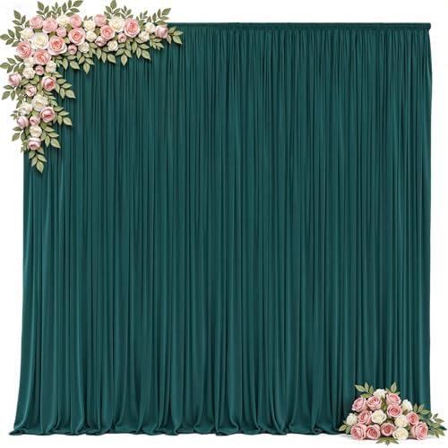 40x8ft Hunter Green Backdrop Curtain for Parties Wrinkle Free Fabric Backdrop Curtain Birthday Party Photo Backdrop Drapes for Wedding Baby Shower Christmas Photography Back Drop 8 Panels 5x8FT - Image 2