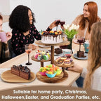 Esmorah Rustic Wooden Dessert Table Display Set of 4, Round Cupcake Stand - Image 6
