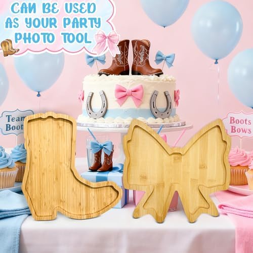 Boots or Bows Gender Reveal Decorations Wooden Boot Bow Charcuterie Boards - Image 6