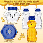 Thenshop 36 Pcs 8 oz Plastic Honey Bear Bottle Clear Squeeze, Blue Lid - Image 3
