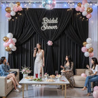 50x10FT Backdrop Curtains with Rod Pockets - Wrinkle Free Photo Stage Backdrop 10 Panels Curtains Drapes for Photography Wedding Party Baby Shower Decorations (Black) - Image 3