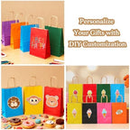 100 PCS Small Gift Bags with Handles, 5.91"x3.15"x8.27" Party Favor Bags, 12 Colored Goodie Bags for Birthday Party, Kraft Paper Gift Bags Bulk for Wedding, Baby Shower, Celebrations, Party Supplies - Image 5