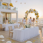 White Tulle Tablecloth for 8 FT Rectangle Tables 6-Pack, Ideal for Weddings - Image 6