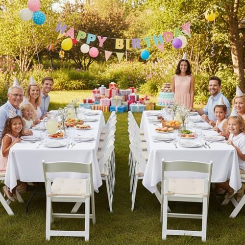 sancua White Table Cloths Rectangle, 6 Pack Tablecloths for 6 Foot Tables - Image 4