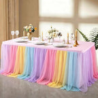 6 Pack Rainbow Tablecloth for 6 Foot Rectangle Tables Tulle Table Skirt - Image 5