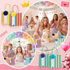 Gersoniel 24 Pcs Pastel Stripe Paper Gift Bags with Honeycomb Ball, Classic - Image 5