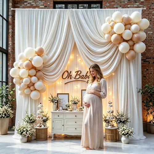 Gallety White Backdrop Curtain for Wedding, Polyester Photography Backdrops Curtains - 20FT x 10FT Fabric Backdrop with Rod Pockets for Celebration,Birthday, Home Parites,Graduation Decorations - Image 5