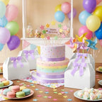 60 Pcs Bow Treat Boxes White Treat Gift Boxes with Satin Ribbon, Coquette Bow Themed Candy Box for Party Favor Snacks Cookie Wedding Birthday Bridal Baby Shower 6.4 x 3.6 x 3.2 Inches(Purple) - Image 6