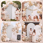 Tegeme 2 Set Gingham Arch Backdrop Cover 7.2ft 6.6ft Arch Cover, Gray - Image 6