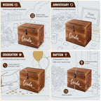 mwater Rustic Wooden Wedding Card Box with Lock（ 10×10×6 inches - Image 3
