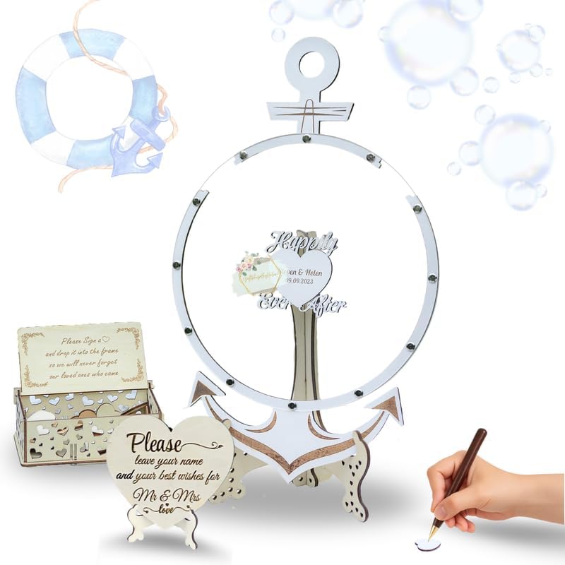 Nautical Anchor Wedding Guest Book Alternative with Heart Drop Chips by GIFTSH0PBYHELEN