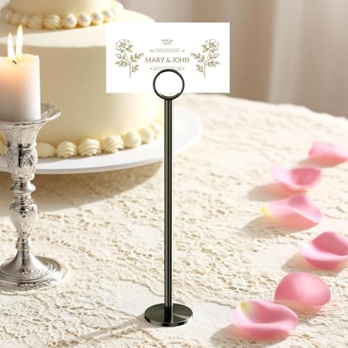Urban Deco 12PK Table Number Holders Place Card Holders 12 Inch Table Card Holders Steel Card Holders for Photos, Food Signs, Memo Notes, Weddings, Restaurants, Birthdays (Nickel Black) - Image 5