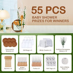 55Pcs Baby Shower Prizes for Game Winners 6 Sets Cheese Board Spoon Fork Butter Spreaders Plaid Towel Thank You Card and Gift Bags for Baby Shower Wedding Bridal Shower Favors (Round Shaped) - Image 2