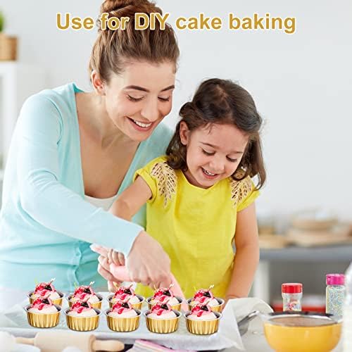 200 Pack Aluminum Cupcake Liners with Lids,Gold,Plain - Image 2